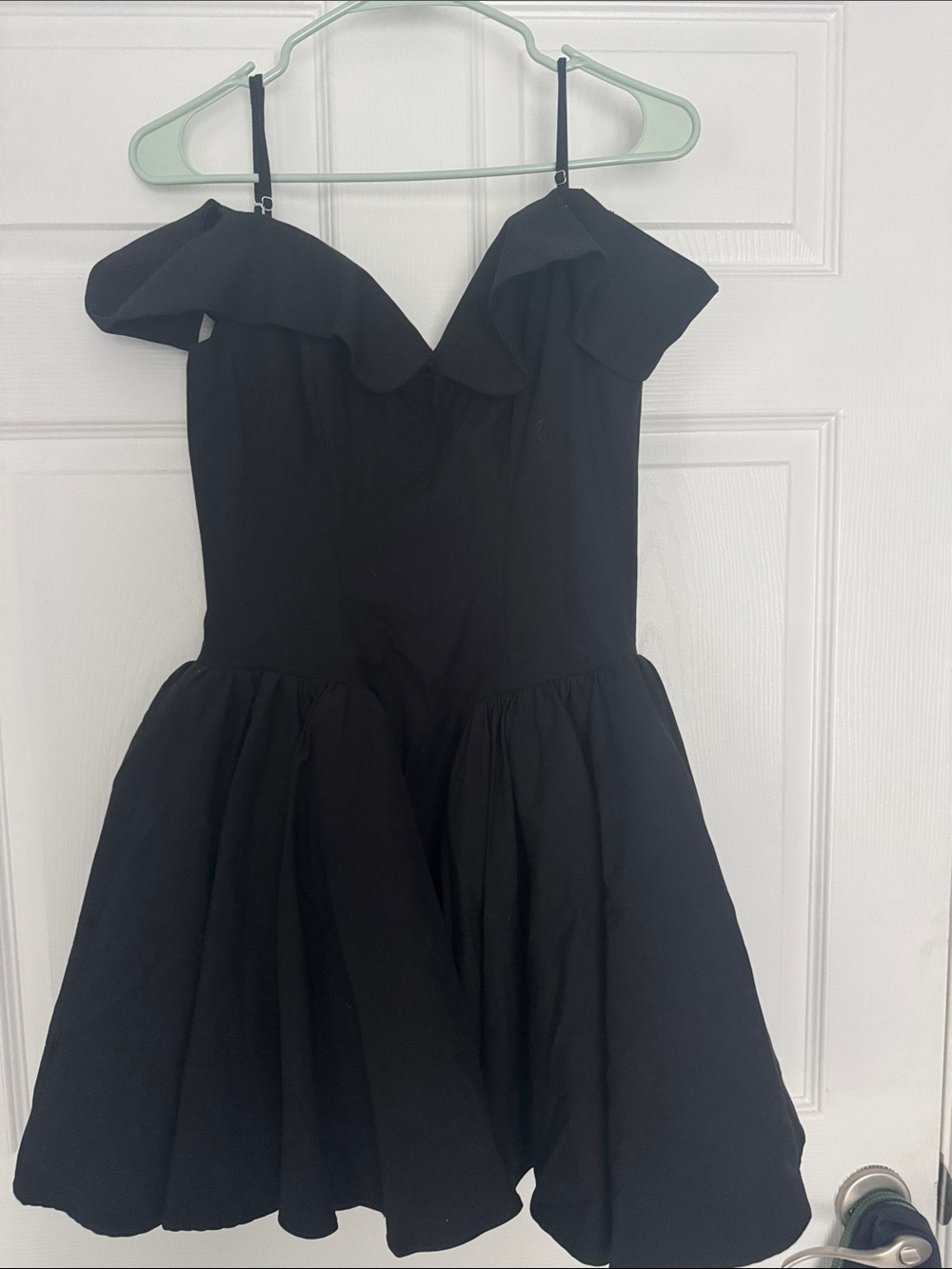 House of CB Black Ruffle-Shoulder Fit-and-Flare Dress